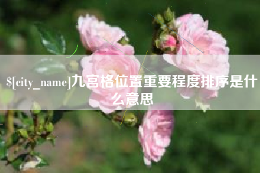 邓州九宫格位置重要程度排序是什么意思