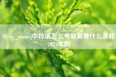 邓州中控证怎么考取需要什么条件2024年的